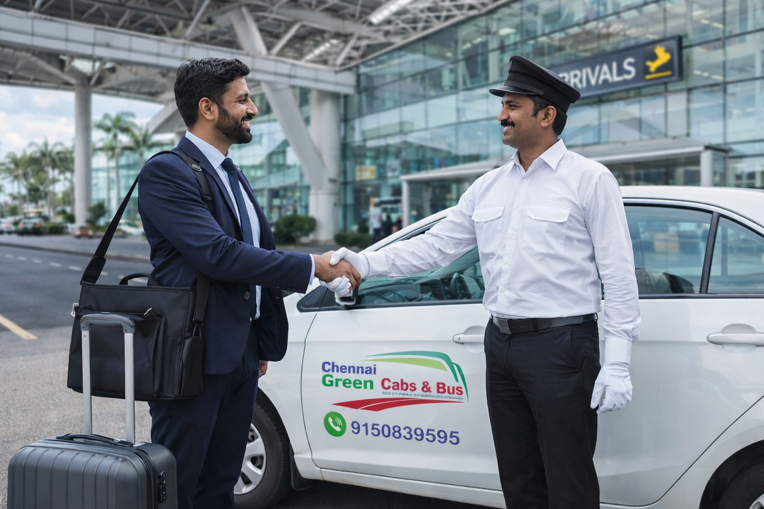 Airport pickup with Chennai Green Cabs